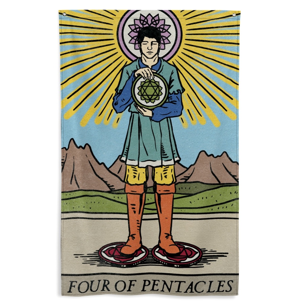 Three of Pentacles Tarot Card Wall Tapestry | Chakra Rendition Major Arcana